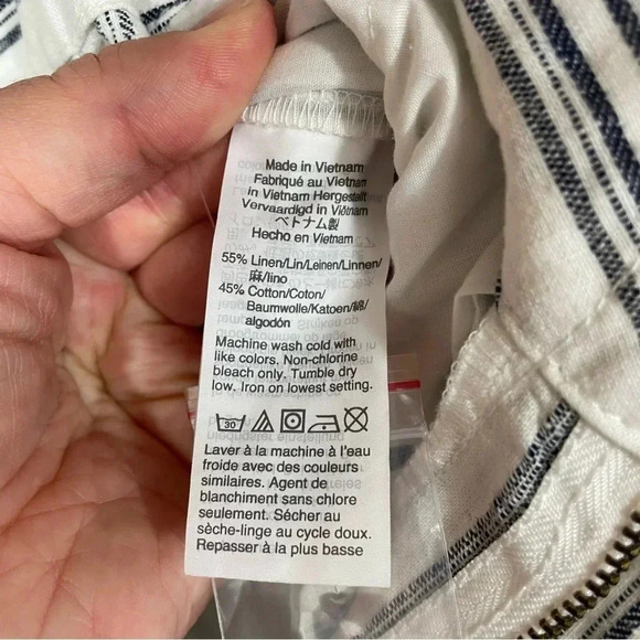 Madewell Baltic Stripe Linen Cotton Blend Paperbag Pants - Picture 12 of 13